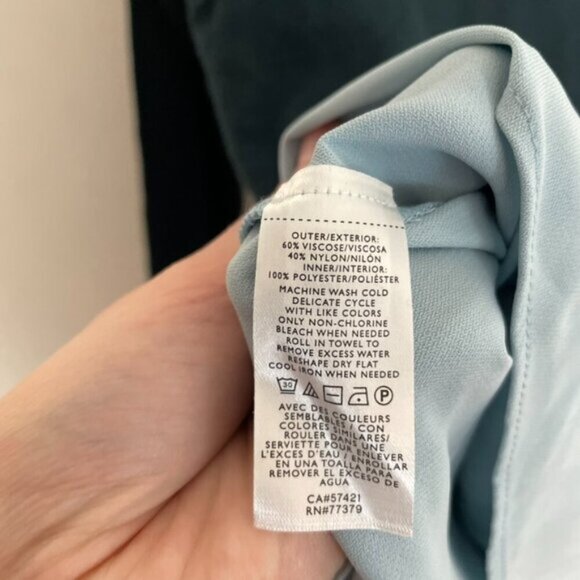 NEW NWT ANN TAYLOR Mixed Media Mock Neck Sweater Teal Green Blue Layered Twofer - Picture 11 of 14